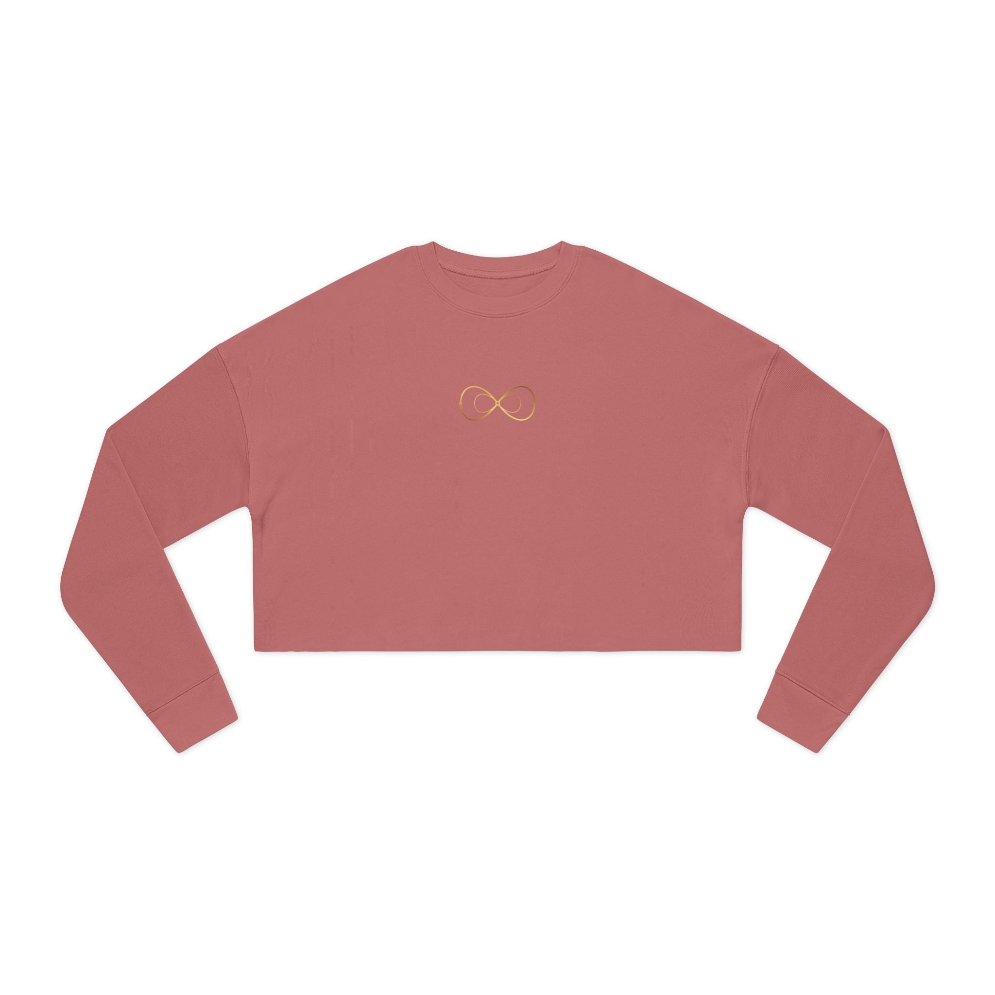 Women's Cropped Sweatshirt — Minimal Gold Infinity Logo, Casual Everyday Crop