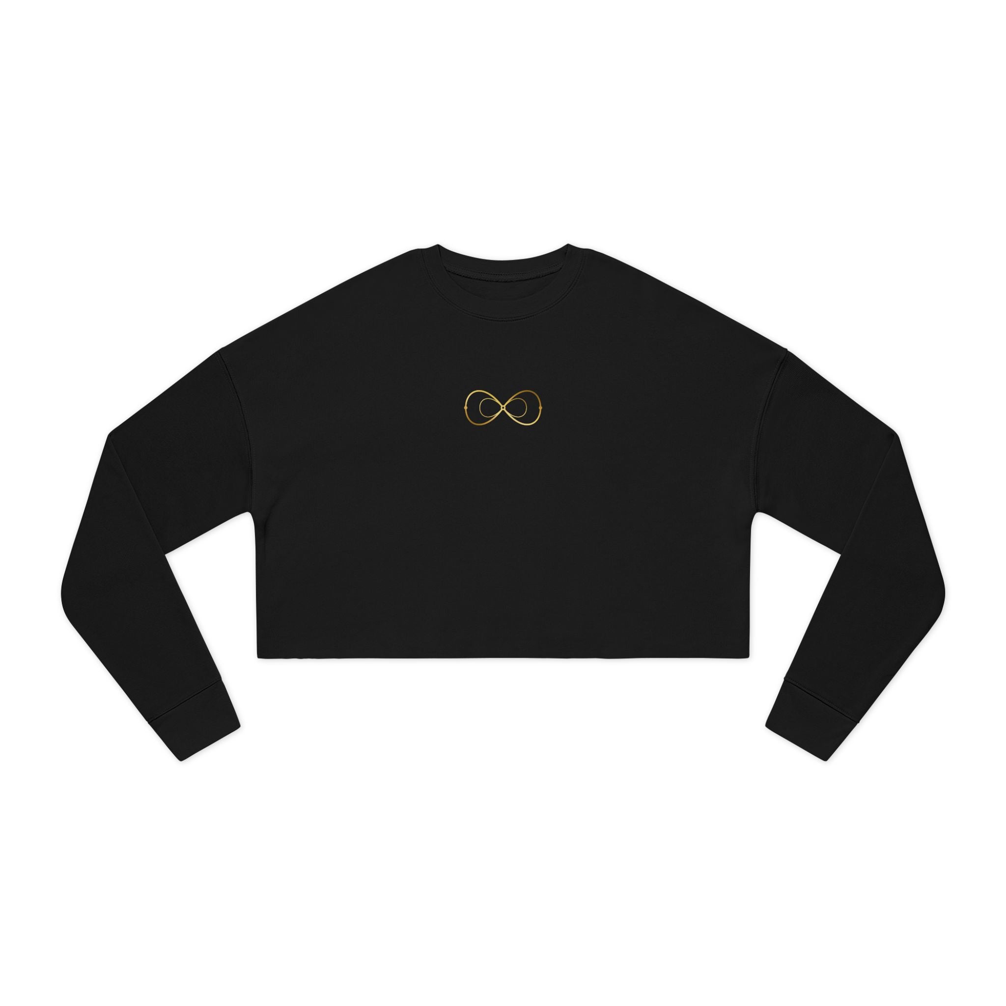 Women's Cropped Sweatshirt — Minimal Gold Infinity Logo, Casual Everyday Crop