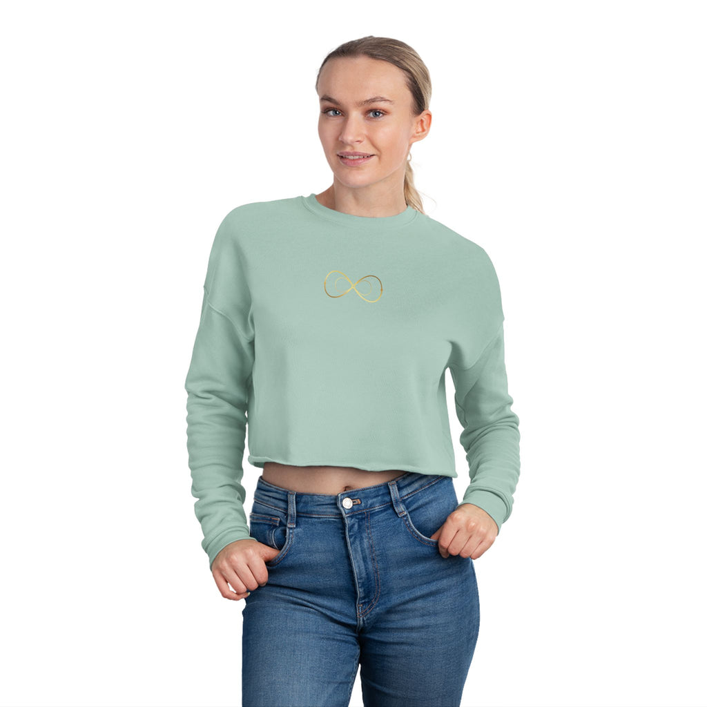 Women's Cropped Sweatshirt — Minimal Gold Infinity Logo, Casual Everyday Crop
