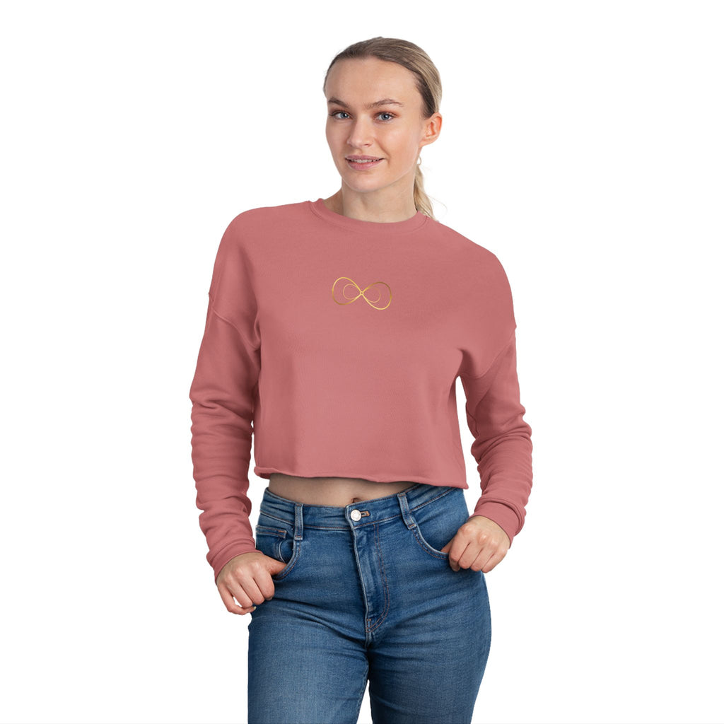 Women's Cropped Sweatshirt — Minimal Gold Infinity Logo, Casual Everyday Crop