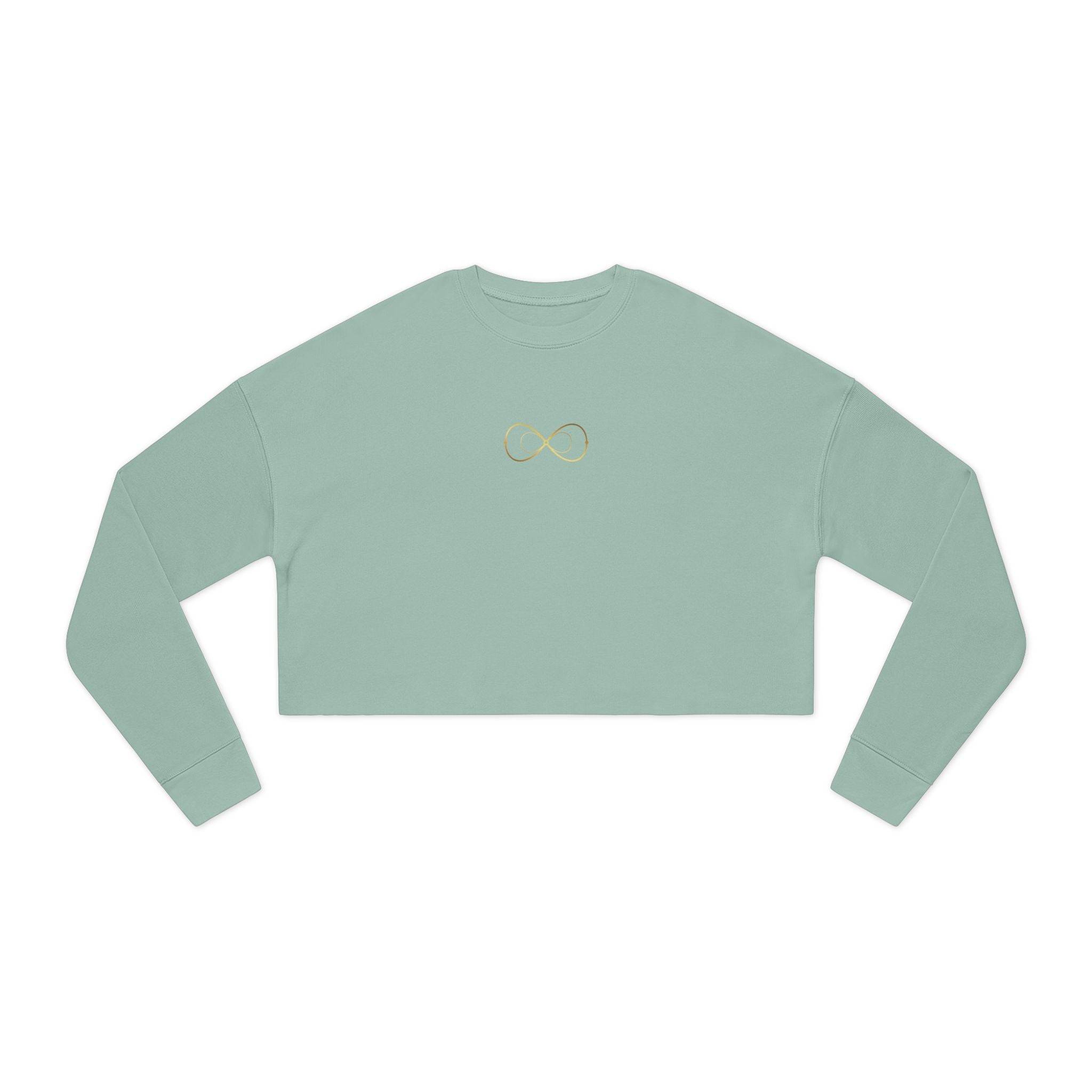 Women's Cropped Sweatshirt — Minimal Gold Infinity Logo, Casual Everyday Crop